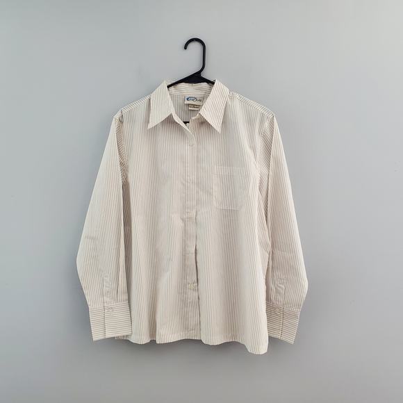 Las Olas Women's Striped Button Down Top L - Picture 1 of 6